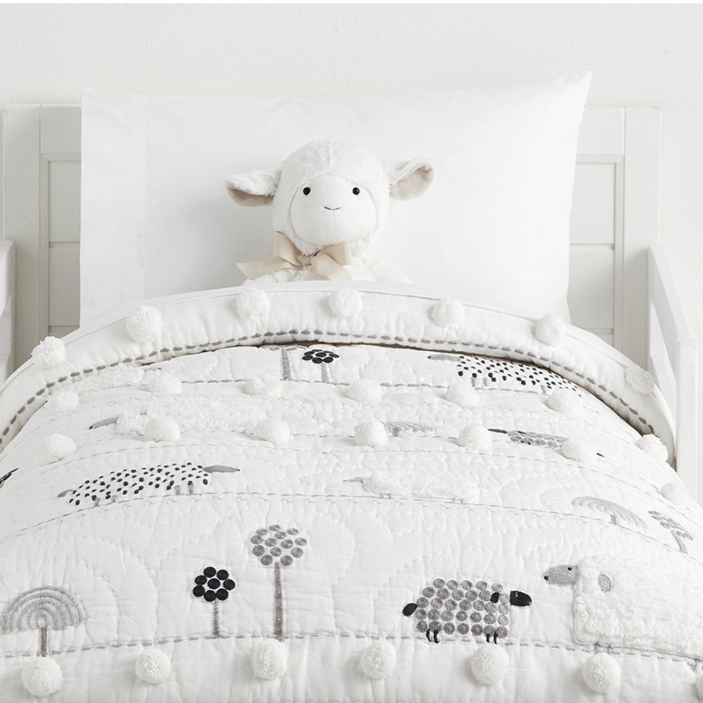 POTTERY BARN KIDS Shelby Sheep Quilt Baby Blanket Crib Size